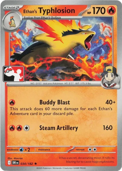 Ethan's Typhlosion #034/182 Pokémon card from Prize Pack Series Cards