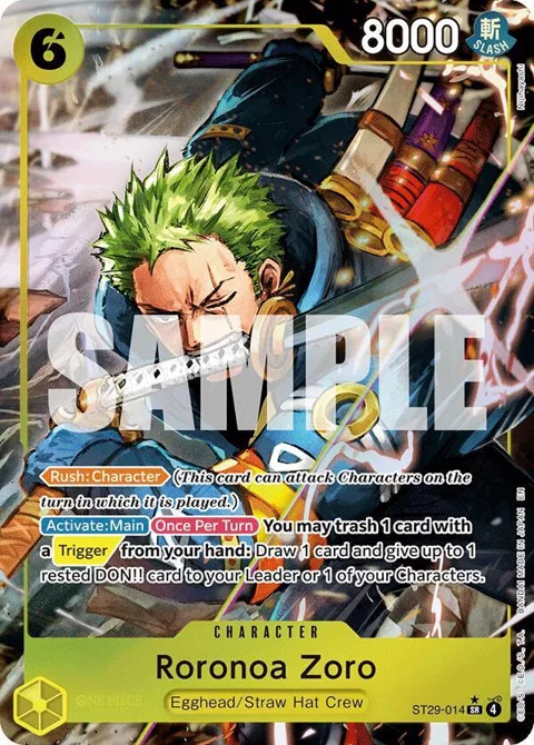Roronoa Zoro Full Art ST29-014 One Piece card from Starter Deck 29: Egghead