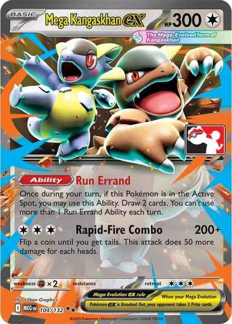 Mega Kangaskhan ex #104/132 Holofoil Pokémon card from Prize Pack Series Cards