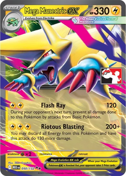 Mega Manectric ex #050/132 Holofoil Pokémon card from Prize Pack Series Cards