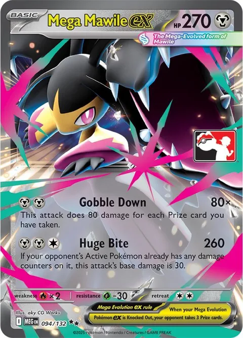 Mega Mawile ex #094/132 Holofoil Pokémon card from Prize Pack Series Cards