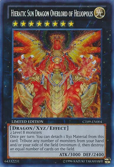 Hieratic Sun Dragon Overlord of Heliopolis CT09-EN004 Yu-Gi-Oh card from 2012 Collectors Tin