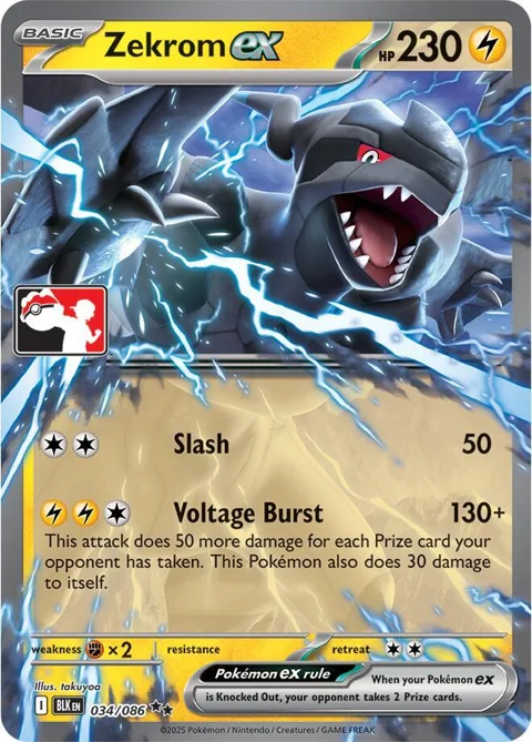 Zekrom ex - 034/086 Left Stamp #034/086 Holofoil Pokémon card from Prize Pack Series Cards