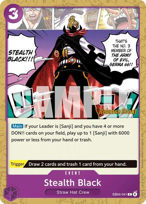 Stealth Black EB04-041 Pre-Release One Piece card from The Azure Sea's Seven Release Event Cards