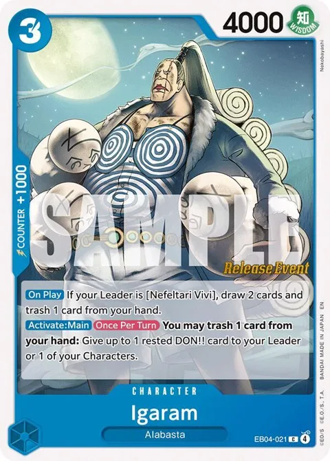 Igaram EB04-021 Pre-Release One Piece card from The Azure Sea's Seven Release Event Cards