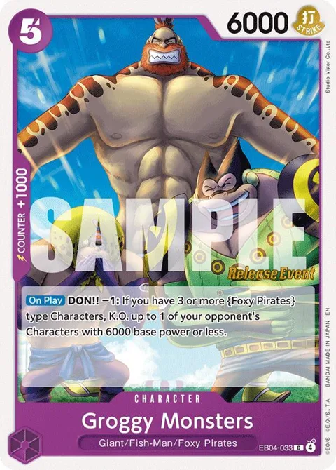 Groggy Monsters EB04-033 Pre-Release One Piece card from The Azure Sea's Seven Release Event Cards