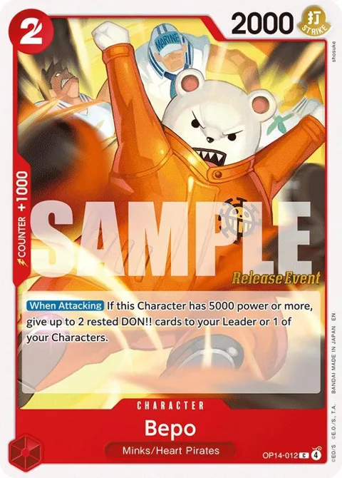 Bepo OP14-012 Pre-Release One Piece card from The Azure Sea's Seven Release Event Cards