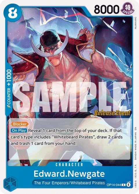 Edward.Newgate OP14-044 Pre-Release One Piece card from The Azure Sea's Seven Release Event Cards