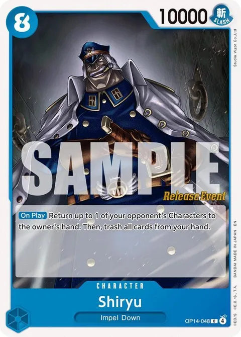 Shiryu OP14-048 Pre-Release One Piece card from The Azure Sea's Seven Release Event Cards