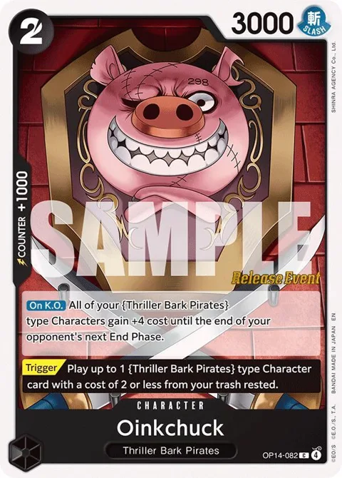 Oinkchuck OP14-082 Pre-Release One Piece card from The Azure Sea's Seven Release Event Cards