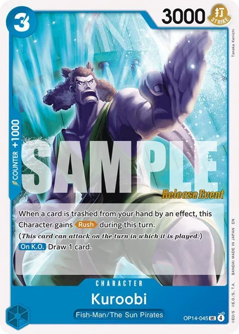 Kuroobi OP14-045 Pre-Release One Piece card from The Azure Sea's Seven Release Event Cards