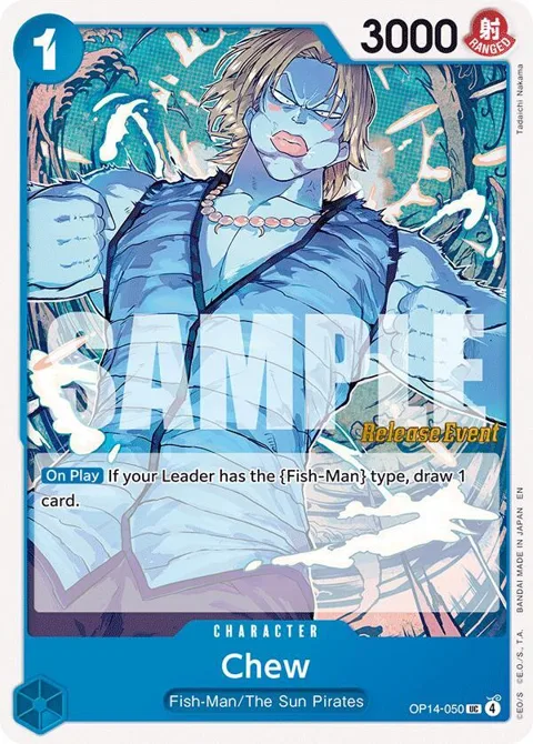 Chew OP14-050 Pre-Release One Piece card from The Azure Sea's Seven Release Event Cards