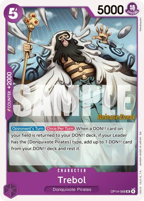 Trebol OP14-068 Pre-Release One Piece card from The Azure Sea's Seven Release Event Cards