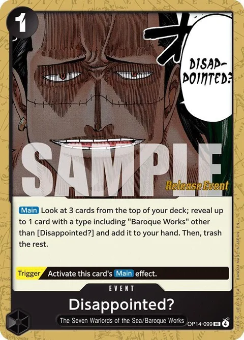 Disappointed? OP14-099 Pre-Release One Piece card from The Azure Sea's Seven Release Event Cards