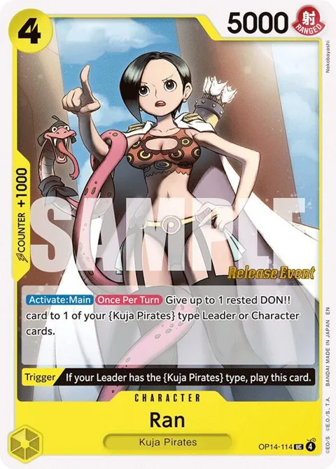 Ran OP14-114 Pre-Release One Piece card from The Azure Sea's Seven Release Event Cards