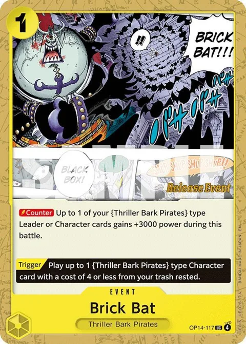 Brick Bat OP14-117 Pre-Release One Piece card from The Azure Sea's Seven Release Event Cards