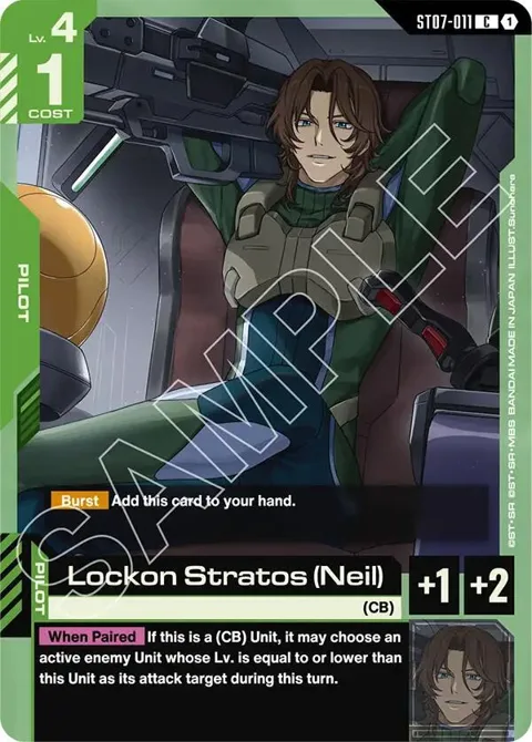 Lockon Stratos Neil ST07-011 Gundam card from Starter Deck 07: Celestial Drive