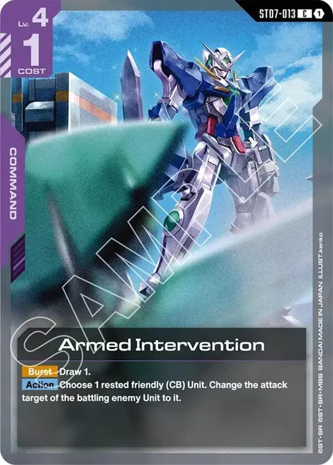 Armed Intervention ST07-013 Gundam card from Starter Deck 07: Celestial Drive