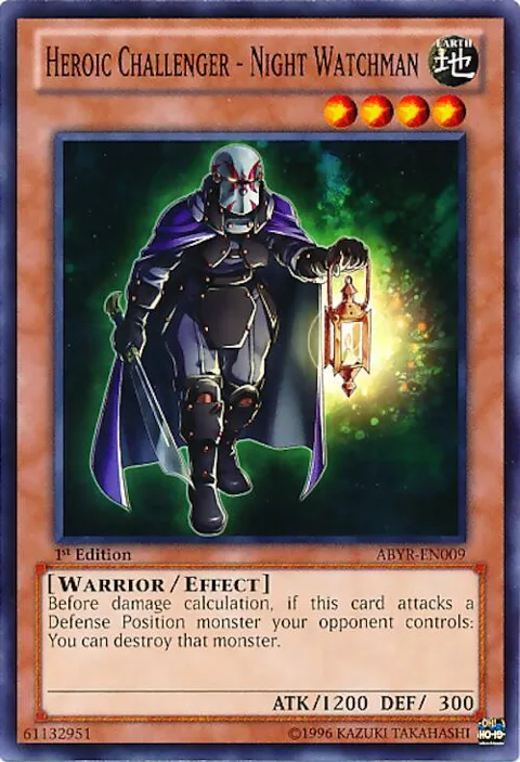Heroic Challenger - Night Watchman ABYR-EN009 1st Edition Yu-Gi-Oh card from Abyss Rising