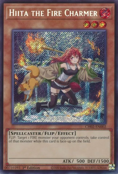 Hiita the Fire Charmer CH02-EN002 Yu-Gi-Oh card from THE CHRONICLES DECK: Spirit Charmers (All-Foil Edition)