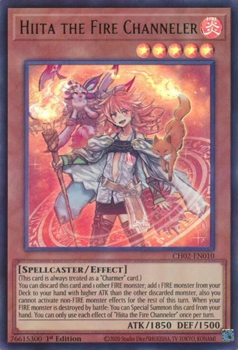 Hiita the Fire Channeler CH02-EN010 Yu-Gi-Oh card from THE CHRONICLES DECK: Spirit Charmers (All-Foil Edition)