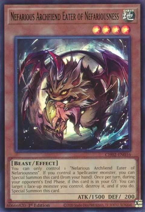 Nefarious Archfiend Eater of Nefariousness CH02-EN016 Yu-Gi-Oh card from THE CHRONICLES DECK: Spirit Charmers (All-Foil Edition)