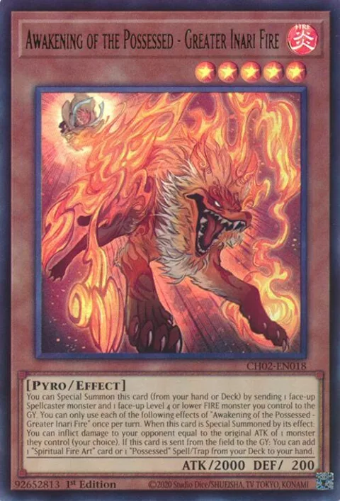 Awakening of the Possessed - Greater Inari Fire CH02-EN018 Yu-Gi-Oh card from THE CHRONICLES DECK: Spirit Charmers (All-Foil Edition)