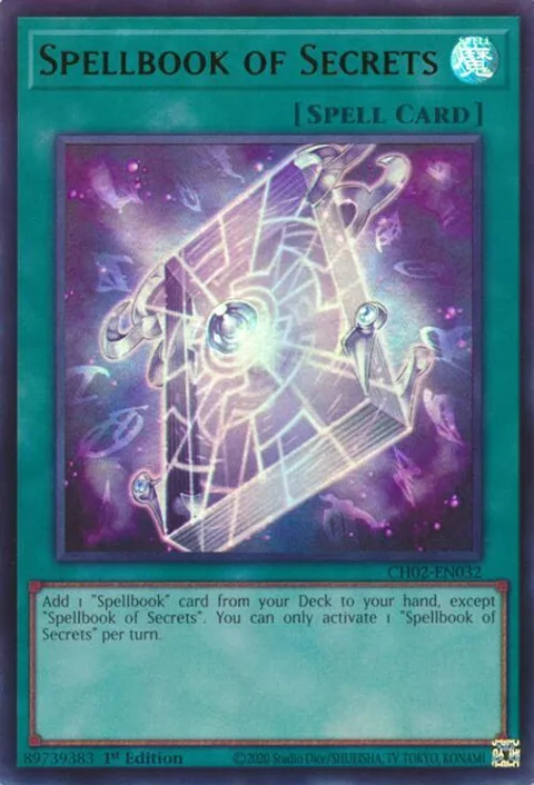 Spellbook of Secrets CH02-EN032 Yu-Gi-Oh card from THE CHRONICLES DECK: Spirit Charmers (All-Foil Edition)