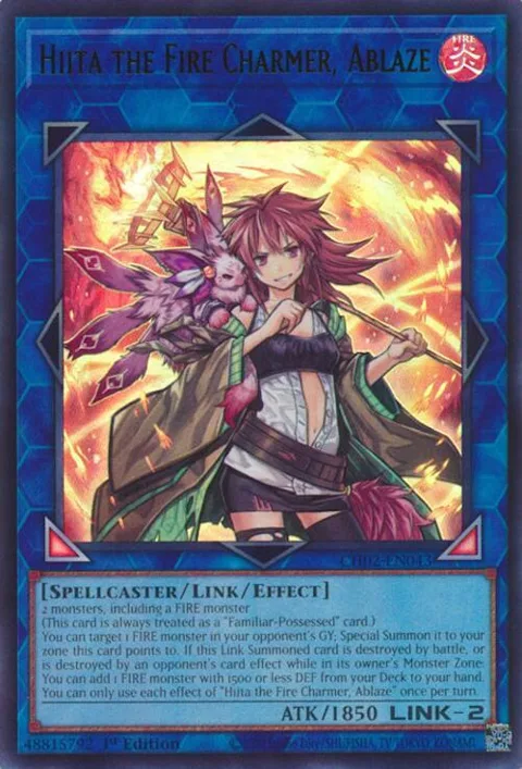 Hiita the Fire Charmer, Ablaze CH02-EN043 Yu-Gi-Oh card from THE CHRONICLES DECK: Spirit Charmers (All-Foil Edition)