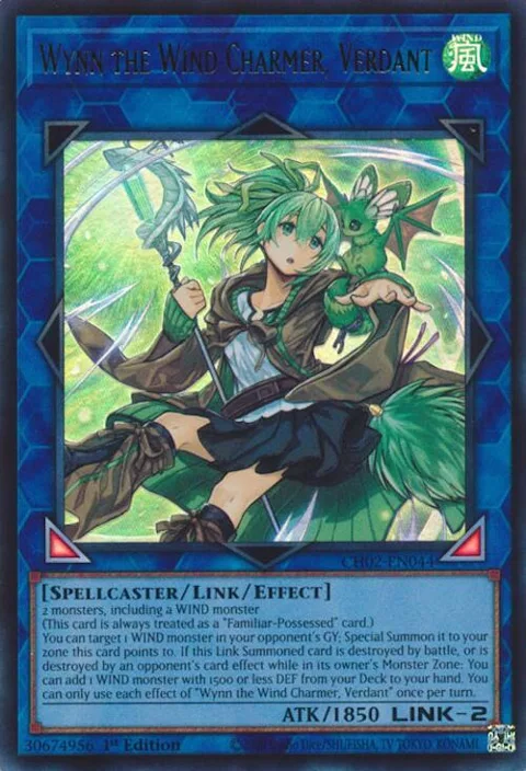 Wynn the Wind Charmer, Verdant CH02-EN044 Yu-Gi-Oh card from THE CHRONICLES DECK: Spirit Charmers (All-Foil Edition)