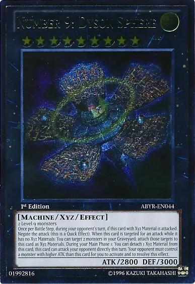 Number 9: Dyson Sphere Ultimate Rare ABYR-EN044 1st Edition Yu-Gi-Oh card from Abyss Rising