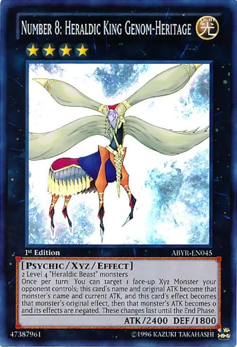 Number 8: Heraldic King Genom-Heritage ABYR-EN045 1st Edition Yu-Gi-Oh card from Abyss Rising