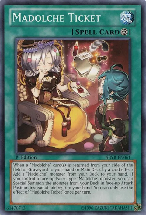 Madolche Ticket ABYR-EN061 1st Edition Yu-Gi-Oh card from Abyss Rising