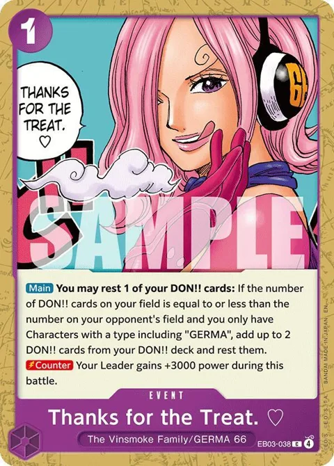 Thanks for the Treat. EB03-038 One Piece card from Extra Booster: One Piece Heroines Edition