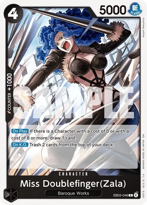 Miss Doublefinger Zala EB03-046 One Piece card from Extra Booster: One Piece Heroines Edition