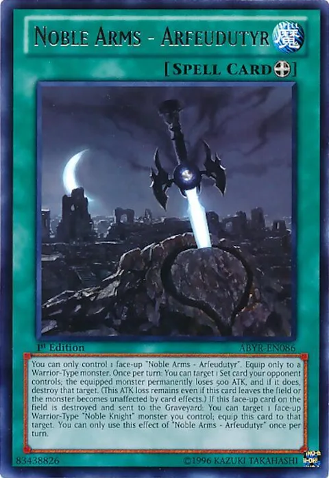 Noble Arms - Arfeudutyr ABYR-EN086 1st Edition Yu-Gi-Oh card from Abyss Rising