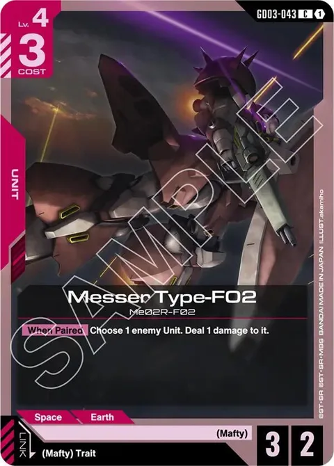 Messer Type-F02 GD03-043 Gundam card from Steel Requiem