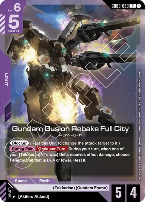 Gundam Gusion Rebake Full City GD03-053 Gundam card from Steel Requiem