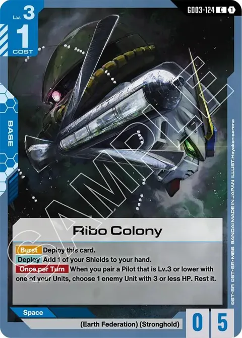 Ribo Colony GD03-124 Gundam card from Steel Requiem
