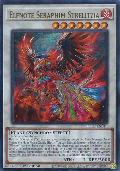 Elfnote Seraphim Strelitzia BPRO-EN040 Yu-Gi-Oh card from Burst Protocol