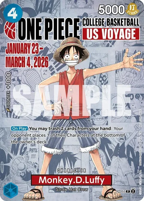 Monkey.D.Luffy College Basketball US Voyage P-055 One Piece card from One Piece Promotion Cards