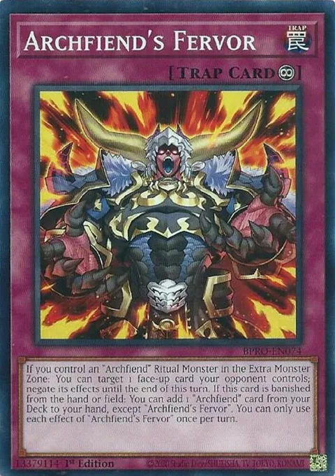 Archfiend's Fervor BPRO-EN074 Yu-Gi-Oh card from Burst Protocol