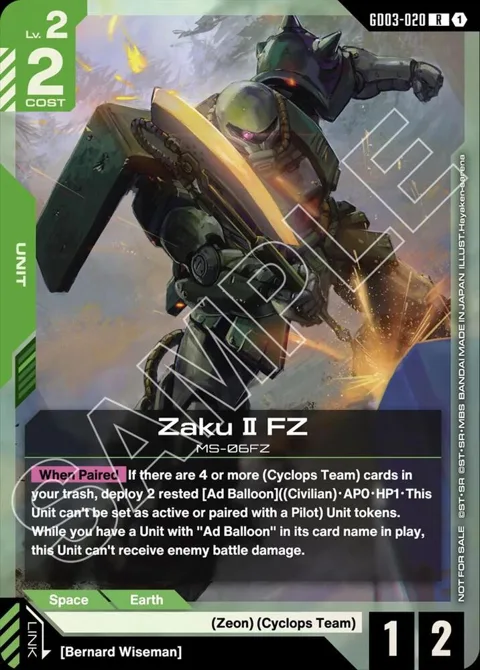 Zaku II FZ GD03 Release Event GD03-020 Gundam card from Gundam Promotional Cards