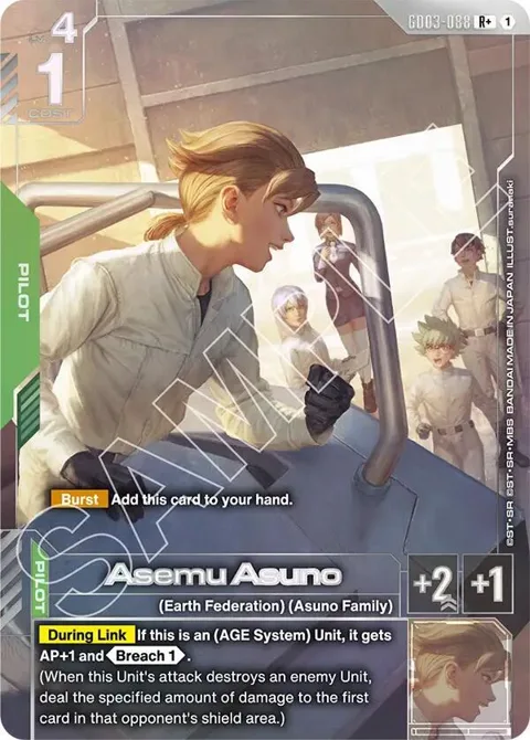 Asemu Asuno R+ GD03-088 Gundam card from Steel Requiem