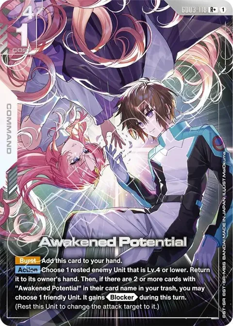Awakened Potential R+ GD03-118 Gundam card from Steel Requiem
