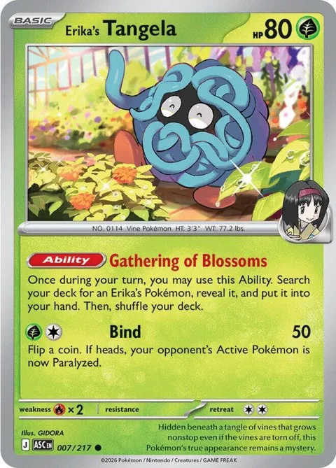 Erika's Tangela #007/217 Pokémon card from Ascended Heroes