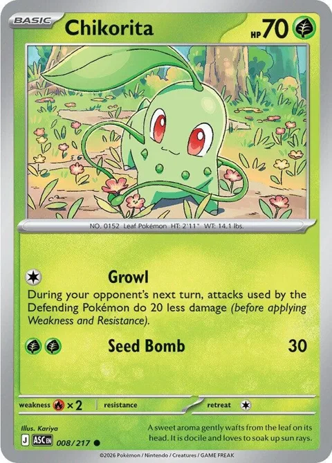 Chikorita #008/217 Pokémon card from Ascended Heroes