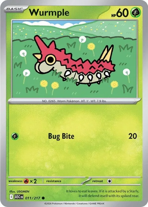Wurmple #011/217 Pokémon card from Ascended Heroes