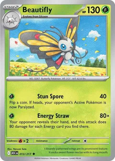 Beautifly #013/217 Pokémon card from Ascended Heroes