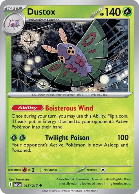 Dustox #015/217 Pokémon card from Ascended Heroes